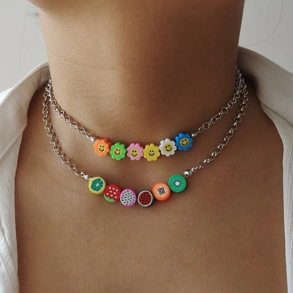 ZX богемное ожерелье ручной работы из мягкой керамики с бисером для женщин милые