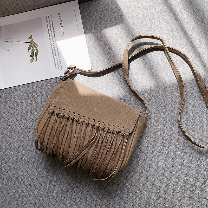 2019 Fashion Scrub Women Postman package Vintage Tassel Messenger Bag High Quality Retro Shoulder Simple Crossbody Tote | Багаж и сумки