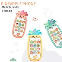 childrens cartoon pineapple music mobile phone baby early education mobile phone toy rubber toy girl and boy learning gift