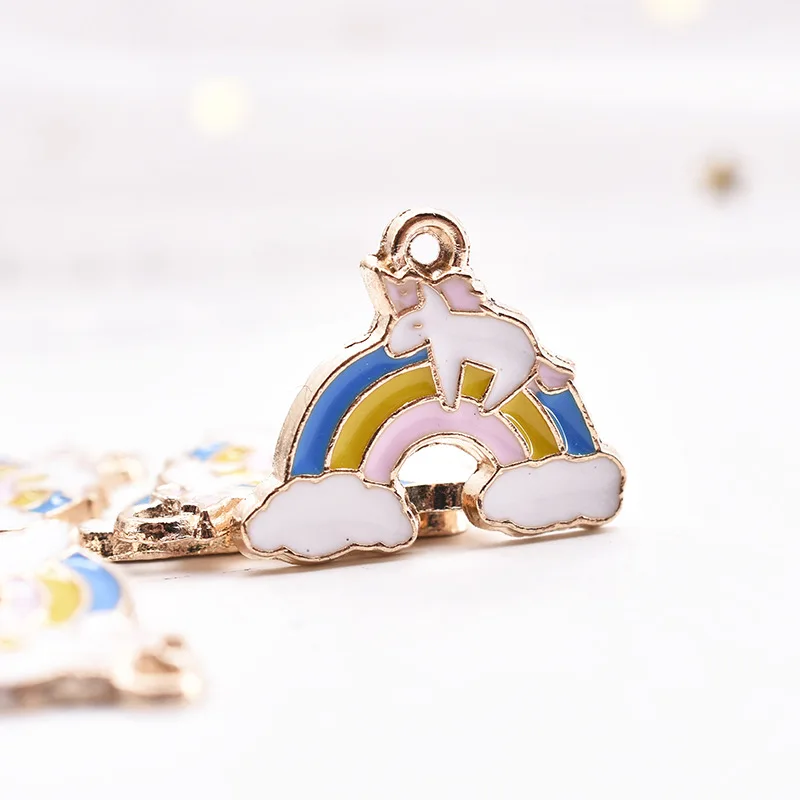 10 ⑤ упак. облако Единорог Эмаль Подвески Сплав Кулон металлический золотой для