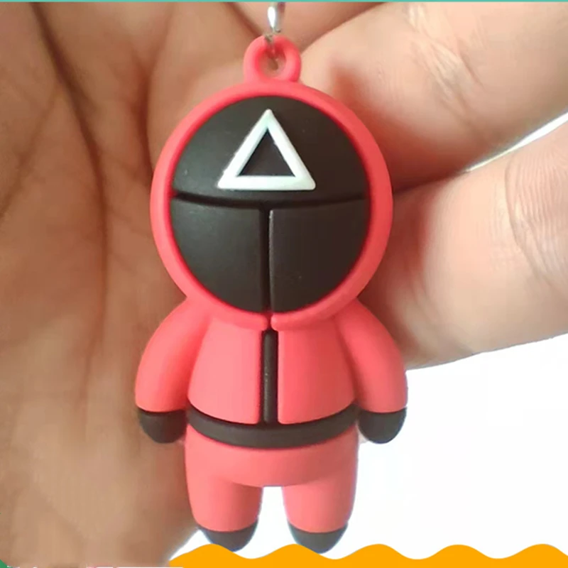 

3D Squid Game Figures Mask Keychain Personal Red Round Six Cosplay Keychains for Ladies Women Men Kids Key Chain Keyfob