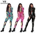 Модный костюм для косплея VIP с 3D-принтом скелета, модные костюмы Zentai для взрослых, женские Сексуальные облегающие эластичные боди, комбинезоны с длинным рукавом