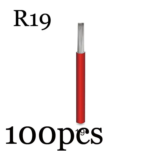 R19 100pcs 50p 3R 5R 7R 9R 17R 19R 21R иглы для татуажа полуперманентный макияж микроблейдинг лезвие ручная ручка тумана иглы аксессуары для татуажа поставка - Габаритные размеры: R19 100pcs