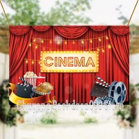 Red Curtain Cinema Movie Stage  Photography Background Kids Birthday Customize Theme Party Backdrop Photocall Home Decor
