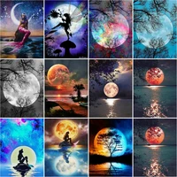 ruopoty 5d diamond painting full round drill moon pictures diamond embroidery scenic cross stitch home decoration