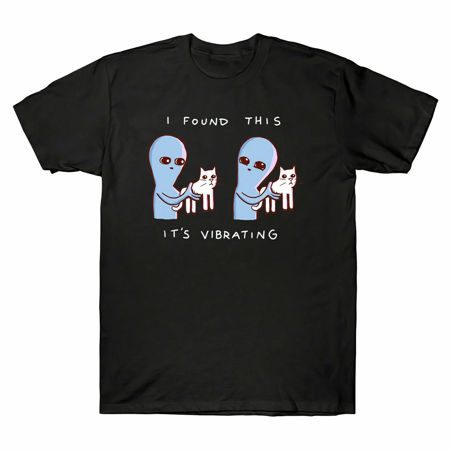 Футболка с вибрирующим забавным котом Мужская футболка черная Ультра хлопковая