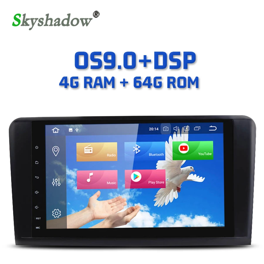 DSP IPS Android 9 0 4 Гб + 64 ГБ 8 ядерный автомобильный DVD плеер RDS радио Bluetooth 2 для Benz W164 ML300
