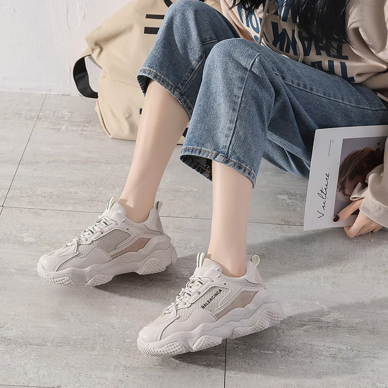 

Sneakers Women Chunky 2020 Spring Fashion Flat Platform Shoes BLACK BEIGE Women Casual Trainer Shoe 2H85