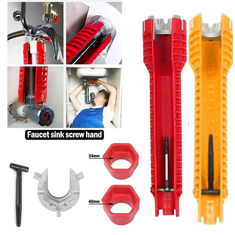8 In 1 Anti-slip Plumber Key Repair Plumbing Tool Flume Sink Wrench Tools English Key Plumbing Pipe Wrench Bathroom Tool Sets