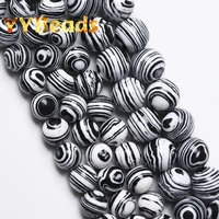 black white malachite stone beads mineral stone round loose spacer charm beads 4mm 12mm for jewelry making diy bracelet ear stud