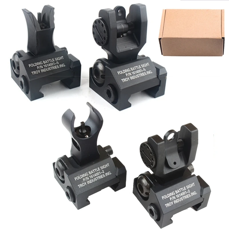 

Tactical Folding Front Rear Sight Flip Up Sights Folding Battle Iron Sights Set for Airsoft AR-15 M16 Rail Sights