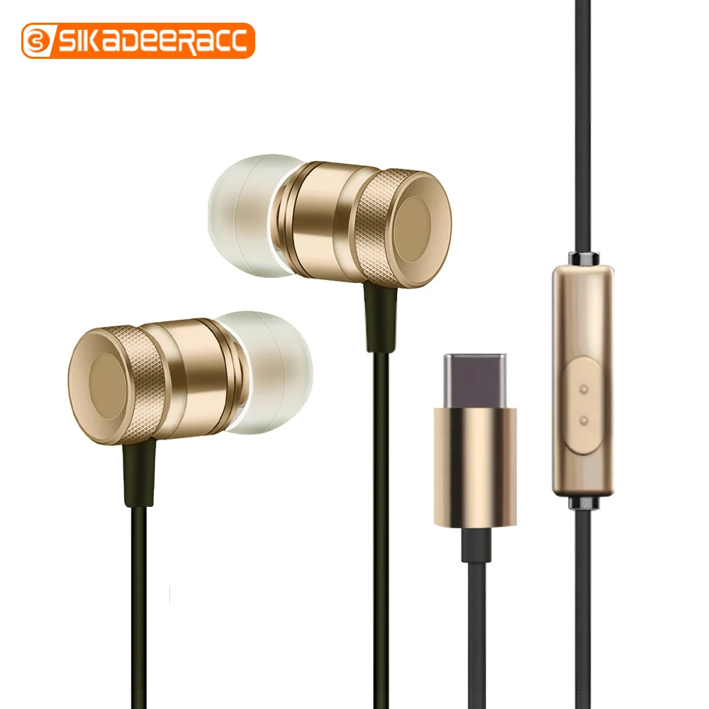 Наушники с разъемом типа C гарнитура микрофоном сабвуфер стерео наушники