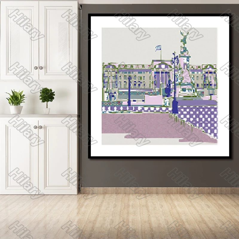 

Posters Cartoon Colorful Building Painting and Prints Wall Art Decoration for Living Room and Bedroom 2Pcs Frameless Style