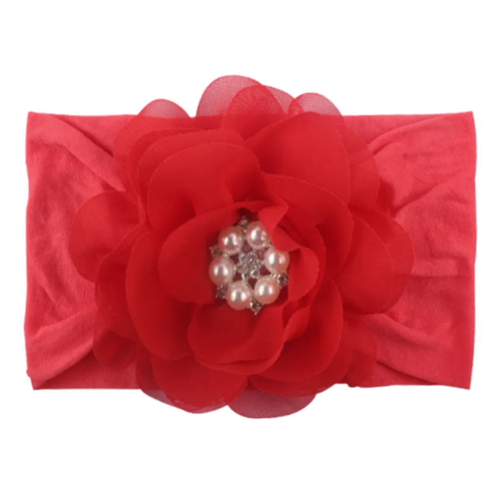 Шифоновая повязка на голову с цветами для маленьких девочек алмазным камнем