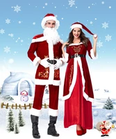 full set of christmas costumes santa claus for adults red christmas clothes santa claus costume luxury suit with white beard