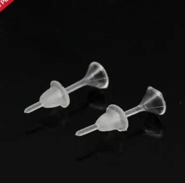 

50pcs/pack Clear Plastic Stem Rubber Anti-Allergy Ear Stud Replacement Earring