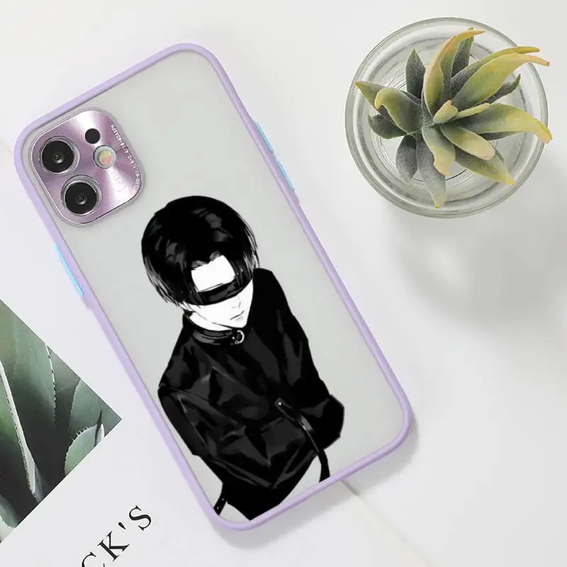 

Attack on titan Phone Case For iPhone 12 11 Mini Pro XR XS Max 7 8 Plus X Matte transparent Purple Back Cover