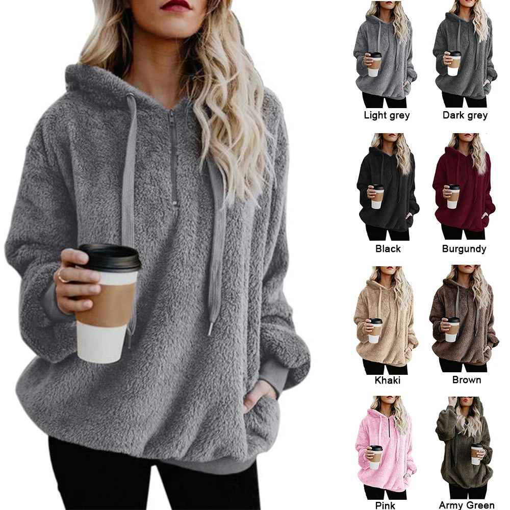 

Флисовый свитер с капюшоном, Спортивный Повседневный модный свитер с капюшоном, теплая свободная спортивная женская одежда для курения, новинка на осень и зиму