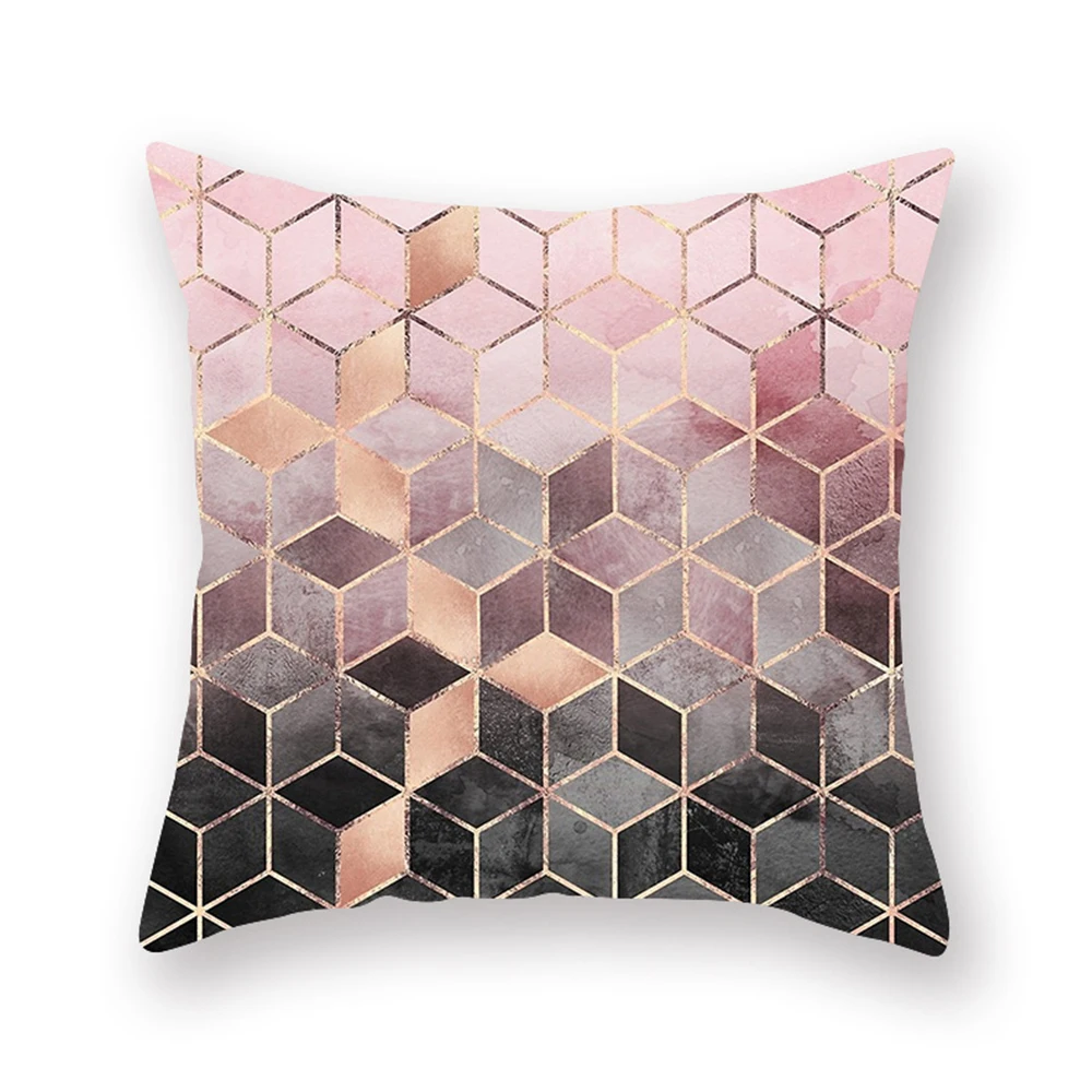 Розовый геометрический нордический Чехол на подушку с принтом наволочка
