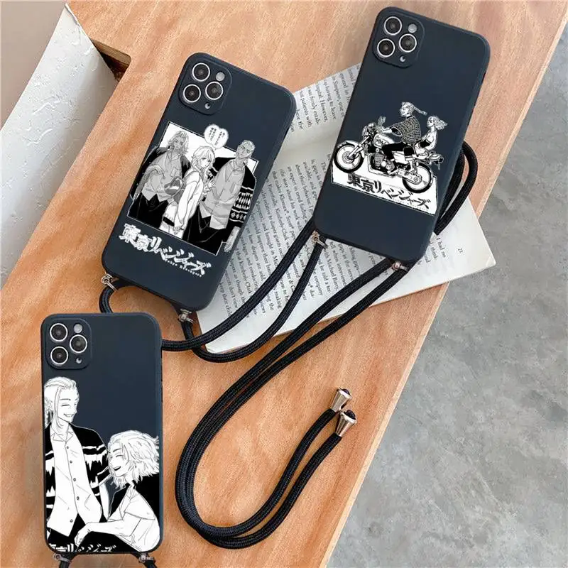 

Tokyo Revengers Manjiro Sano Phone Case For iPhone 7 8 11 12 X XS XR MINI Pro Max Plus Strap Cord Chain Lanyard soft shell funda