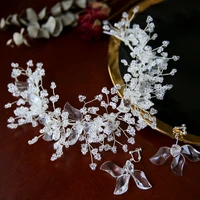 crystal beads hair band white fairy tiara hair accessories wedding bride women headdress