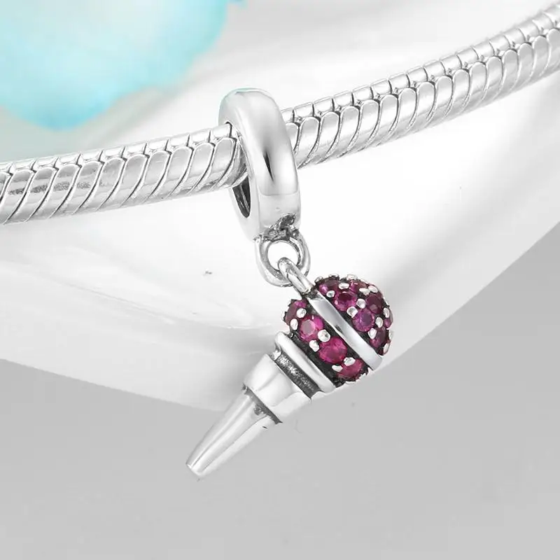 Настоящие 925 стерлингового серебра браслеты с подвесками Романтический бусины в