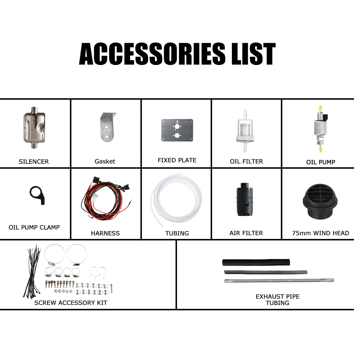 Полный комплект аксессуаров для автомобильного нагревателя 1-8 кВт аксессуары