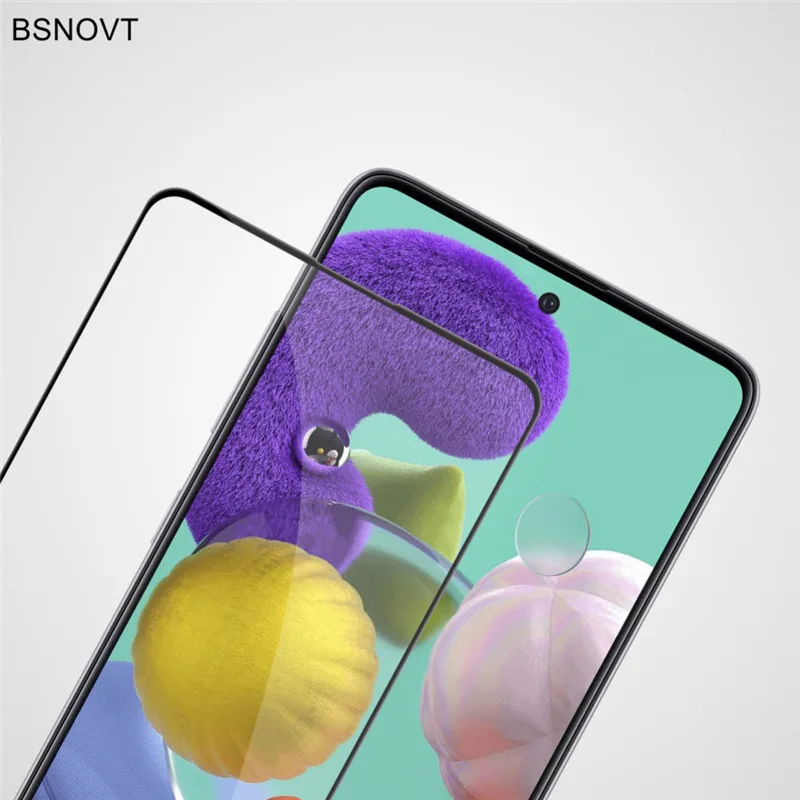 Protector de pantalla para Samsung Galaxy A51, cubierta completa de vidrio templado, pegamento completo, pel&iacute;cula de tel&eacute;fono, 2 uds.-2