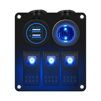 3 gang rocker switch panel universal car marine waterproof led toggle switch panel with usb charging for rv marine boat