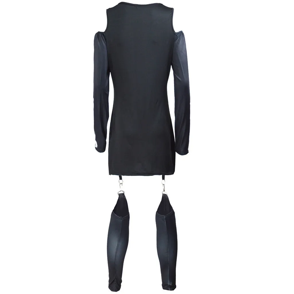 Женский костюм в стиле панк на Хэллоуин зеленое платье комбинезон с открытыми