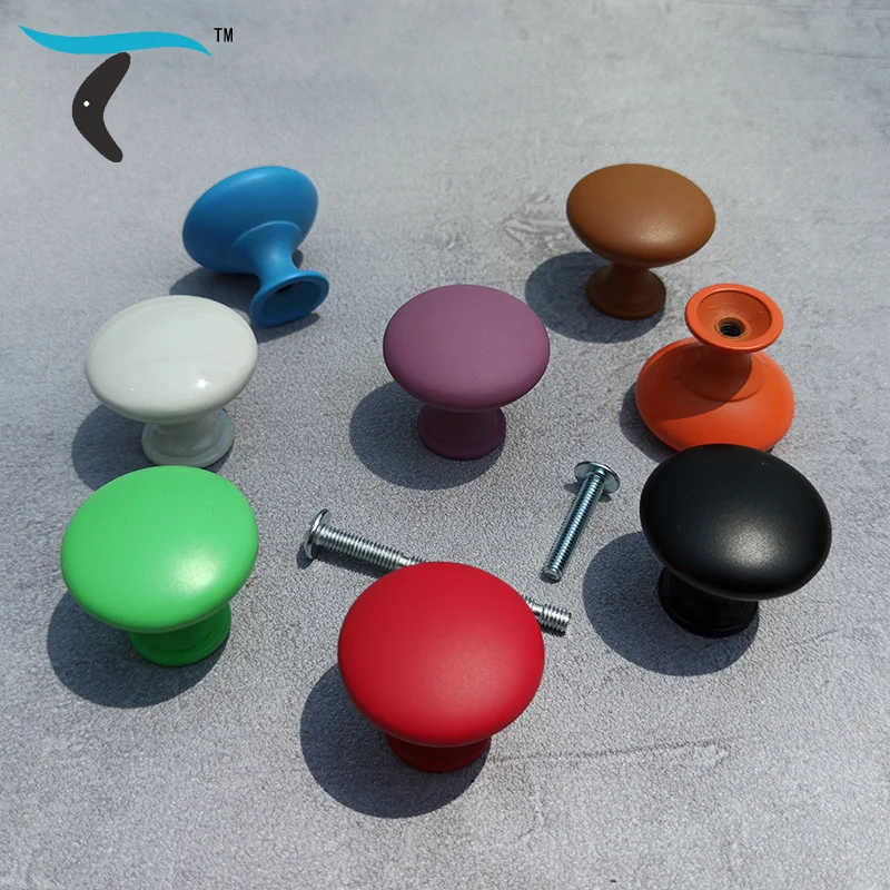 

Modern children's room knobs and hand American wardrobe door handle black and white yellow blue pink color cabinet drawer handle