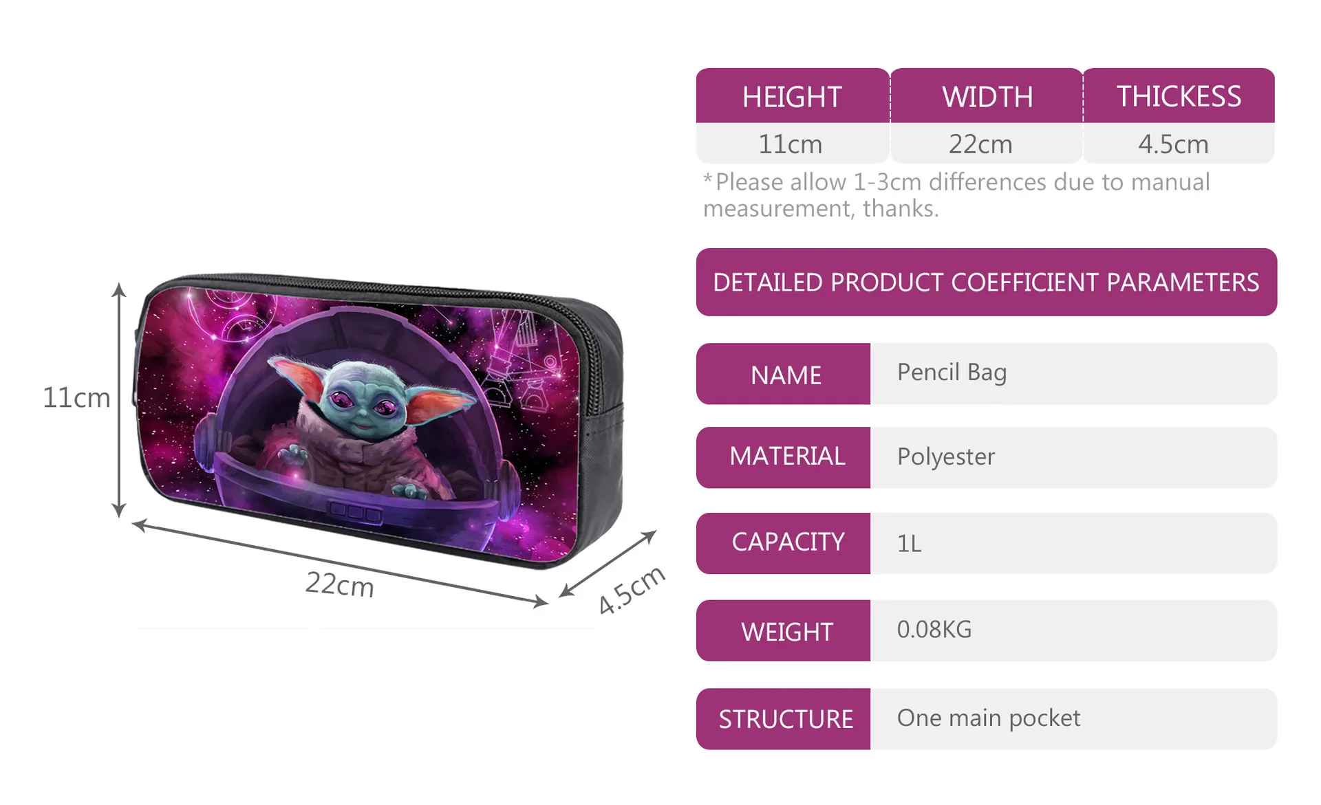 

The Mandallorian Star Warss Schoolbag Travel Backpack Shoulder Bag Pencil Case Yodas Kids Three-Piece