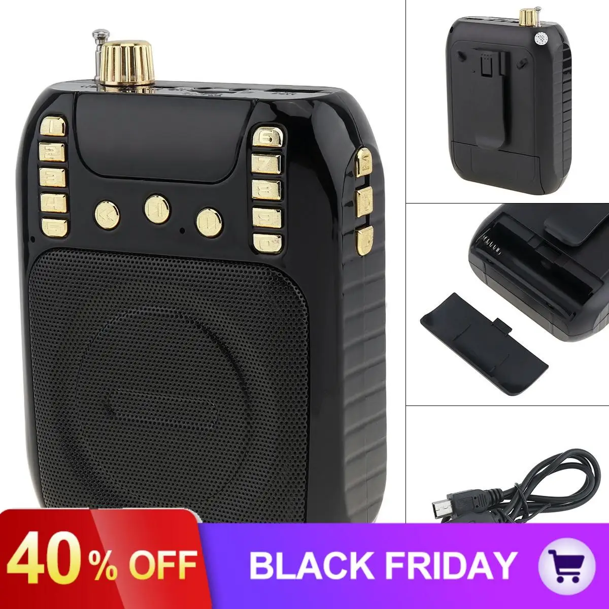 T506 Mini Portable FM Radio Handheld USB TF Card MP3 Music Player Speaker with Audio Radio Amplification for Teacher / Guide