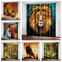 3d ferocious lion and tiger animal pattern blackout curtain kit suitable for home curtains in the living room and bedroom