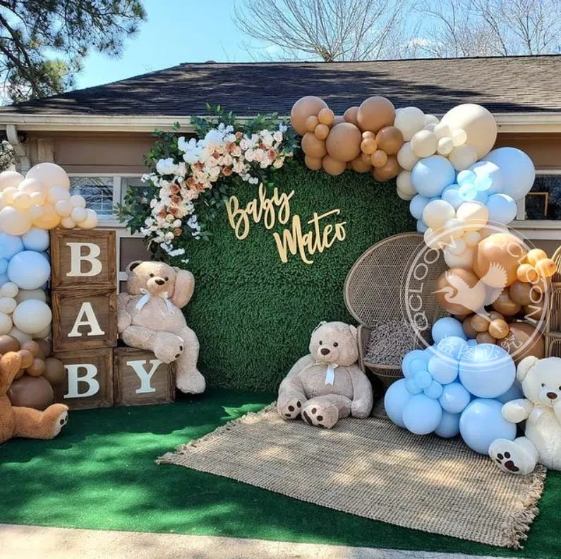 

New Product 95pcs Maka Blue Coffee Cocoa Color Balloons Garland Arch Kit Baby Baptism Birthday Party Wedding Decorative Supplies