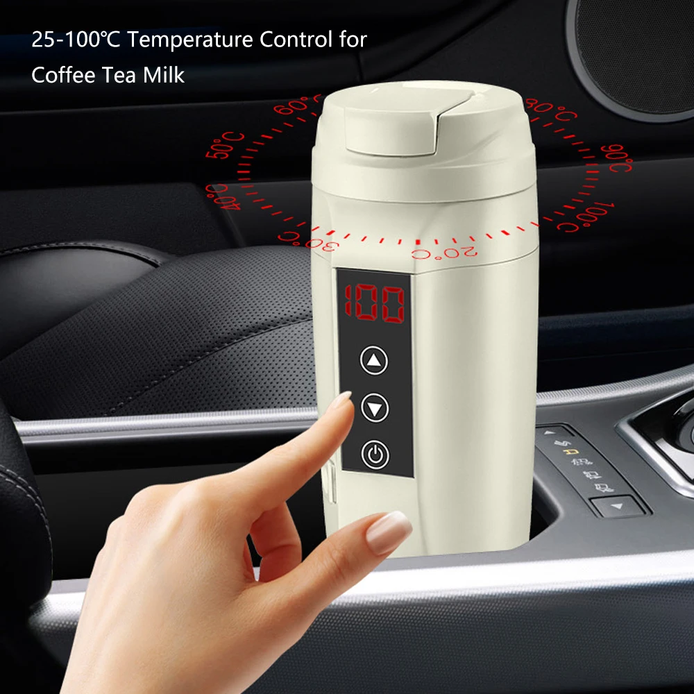 

12 В/24 В 90 Вт Автомобильная чашка с подогревом, электрический чайник с горячей водой, кружка, бутылка из нержавеющей стали 450 мл с контролем те...