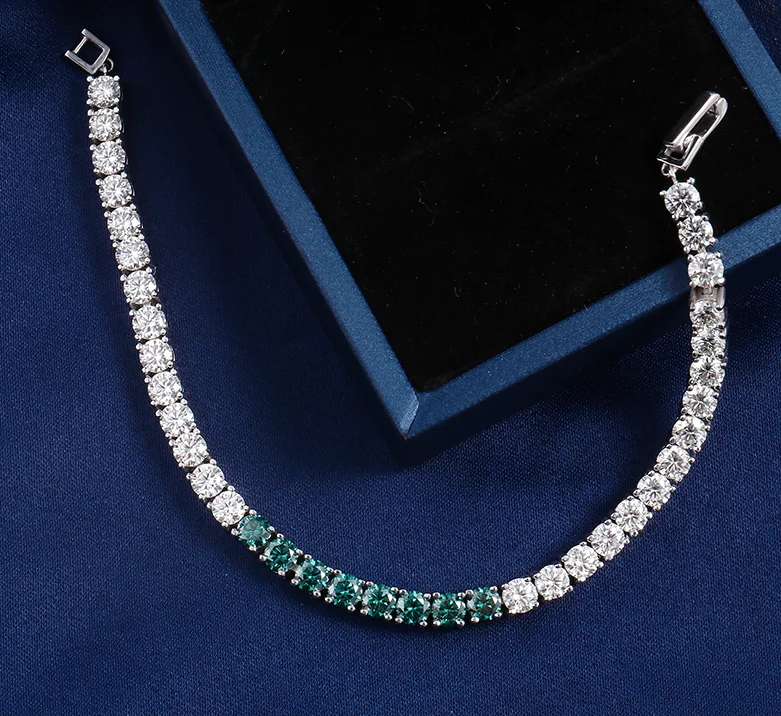 Браслет для тенниса из серебра 925 пробы с муассанитом длиной 17 см|Гибкие и жесткие