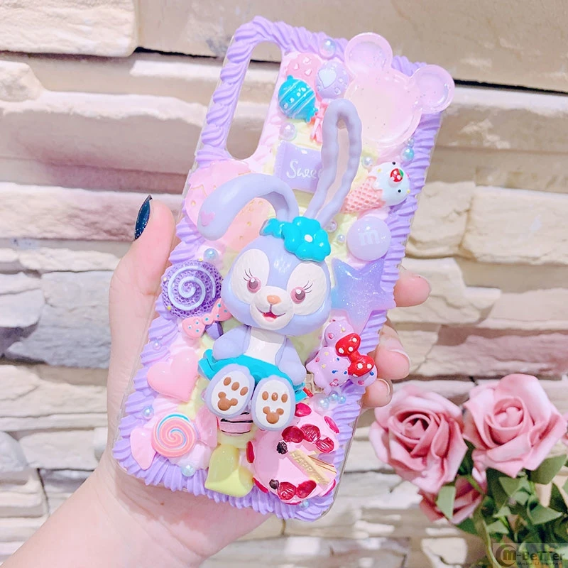 DIY чехол для Samsung Note10 plus 3D rabit телефона Galaxy s10 S6/s7/s8/9 + ручной работы кремовый note8/9