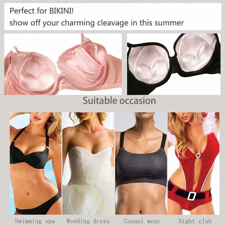 

Halyuhn Silicone Breast Inserts for A to C Cup, Push Up Bikini Inserts, 2 Pairs Cleavage Enhancer Breast Pads( Transparent)