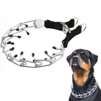 pit bull german shepherd training metal gear prong dog collar with quick release snap buckle and rubber caps plated pet collar