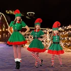 2022 зеленый эльф, Детский Теплый Рождественский костюм, одежда Санта-Клаус для девочек и мальчиков, маскарадный костюм для новогоднего ребенка, комплект одежды для вечеринки