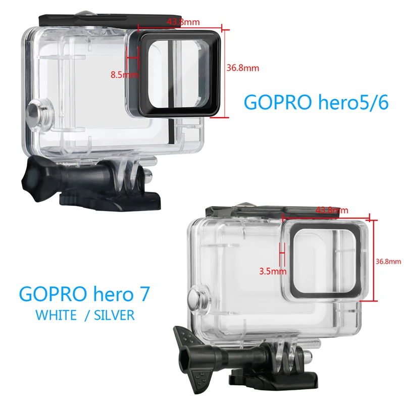 Защитный чехол для дайвинга водонепроницаемые корпуса GoPro HERO7 серебристый белый