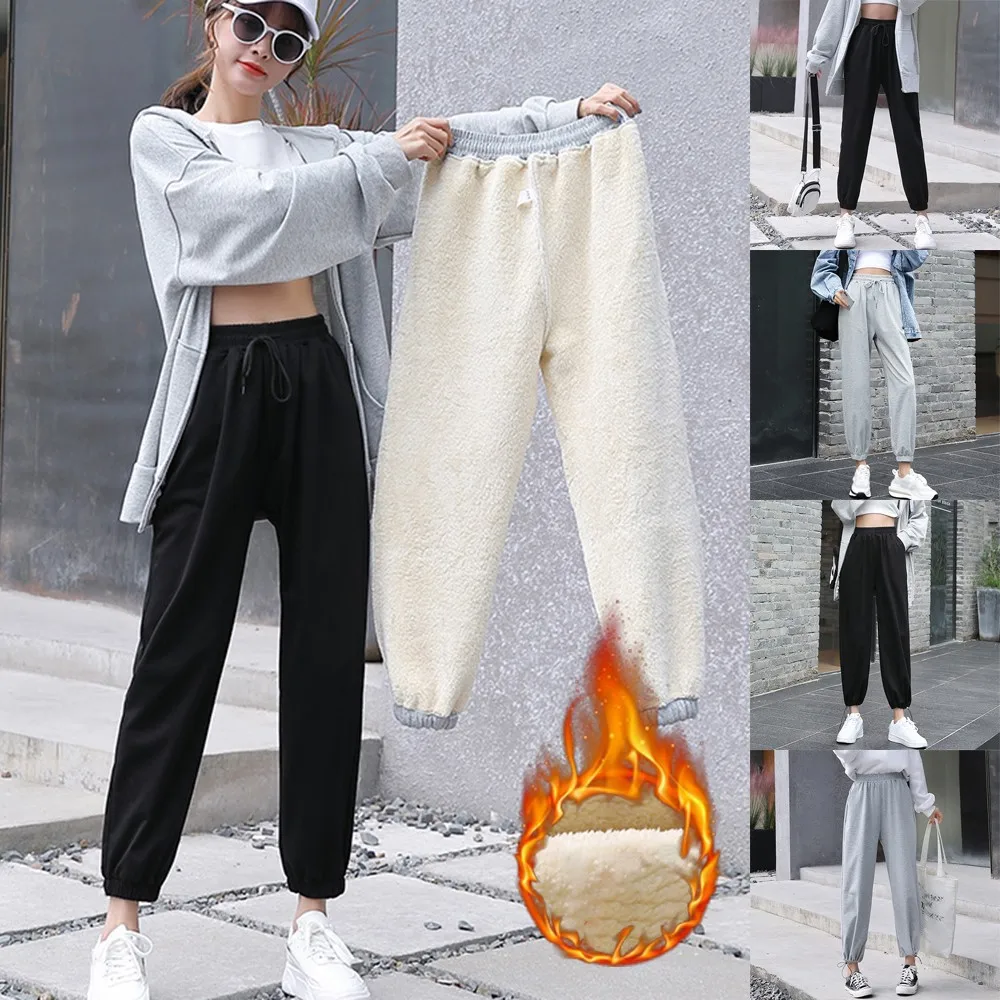 

New Autumn Winter Harem Warm Pants Women's Thicken Fleece Lined Jogger Pants Casual Pants Loose Women Trousers Sweatpants 2021