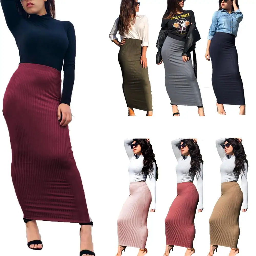 

Женская облегающая юбка-карандаш с запахом, вязаные Макси-юбки в мусульманском стиле, саронг, эластичная юбка до щиколотки в арабском и сред...