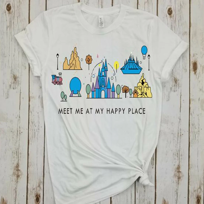 Рубашка с надписью meet me at my happy place футболка рисунком животных топы для девушек