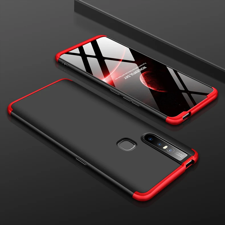 Red Black Red ДЛЯ VIVO Y11 чехол VIVO Y11Cover 360 градусов полный корпус чехол VIVO Y11 чехол с закаленным стеклом - Цвет: Red Black Red