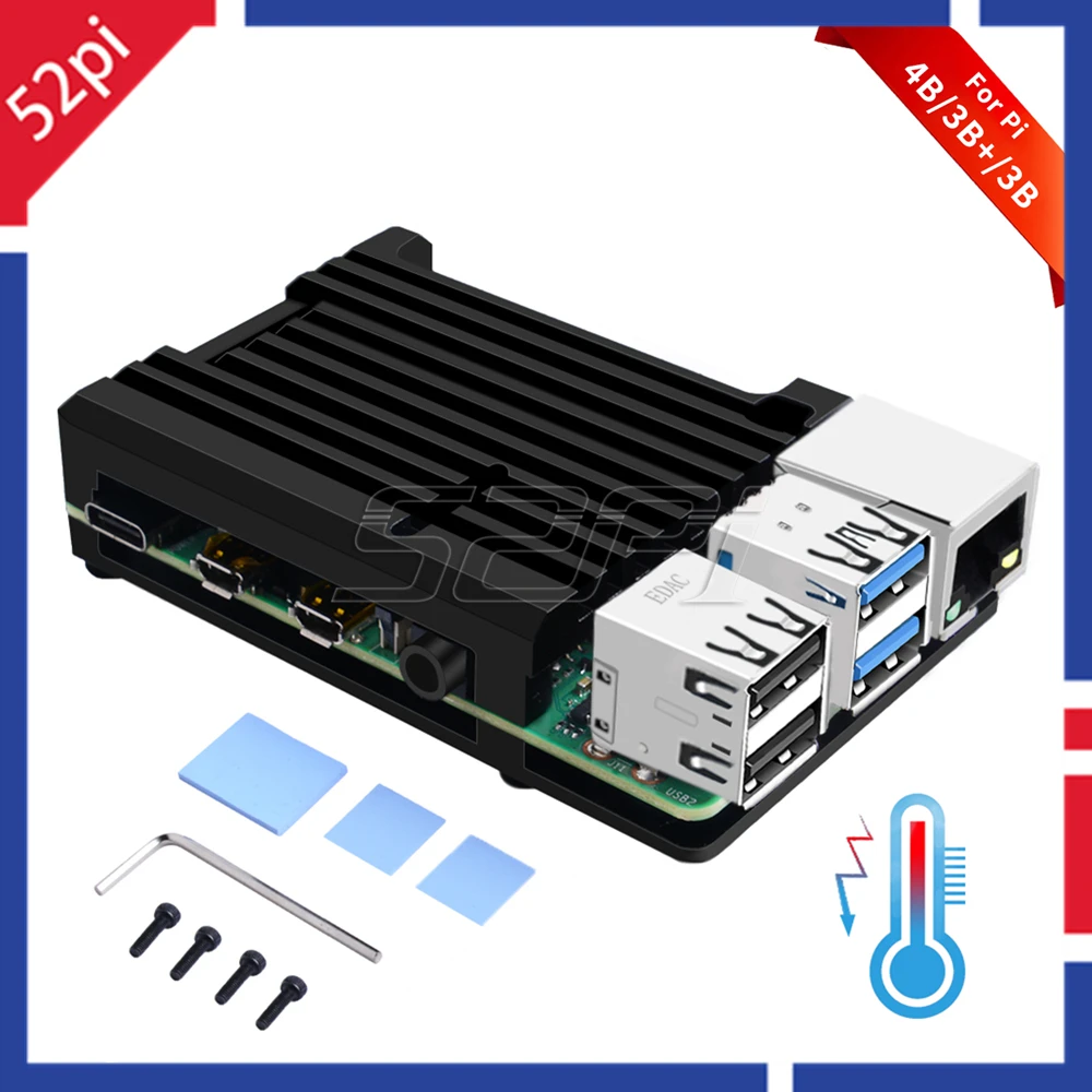 Новинка 52Pi! Металлический чехол для Raspberry Pi 4 B / 3B + 3B|Аксессуары демонстрационных