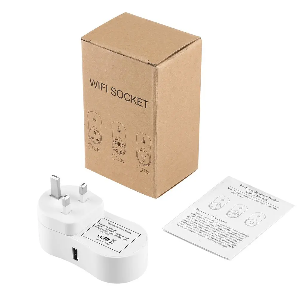 

UK Wifi Smart Plug with USB Port Home Audio Wireless Control Smart Socket Outlet with Android ios phone dropshipping