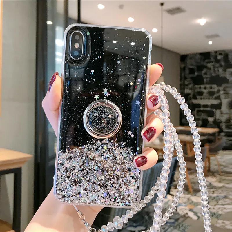 Блестящий противоударный чехол для Huawei Mate 20 P30 P20 Honor 10 9 8 8x20 Pro Lite с кольцом пальцев