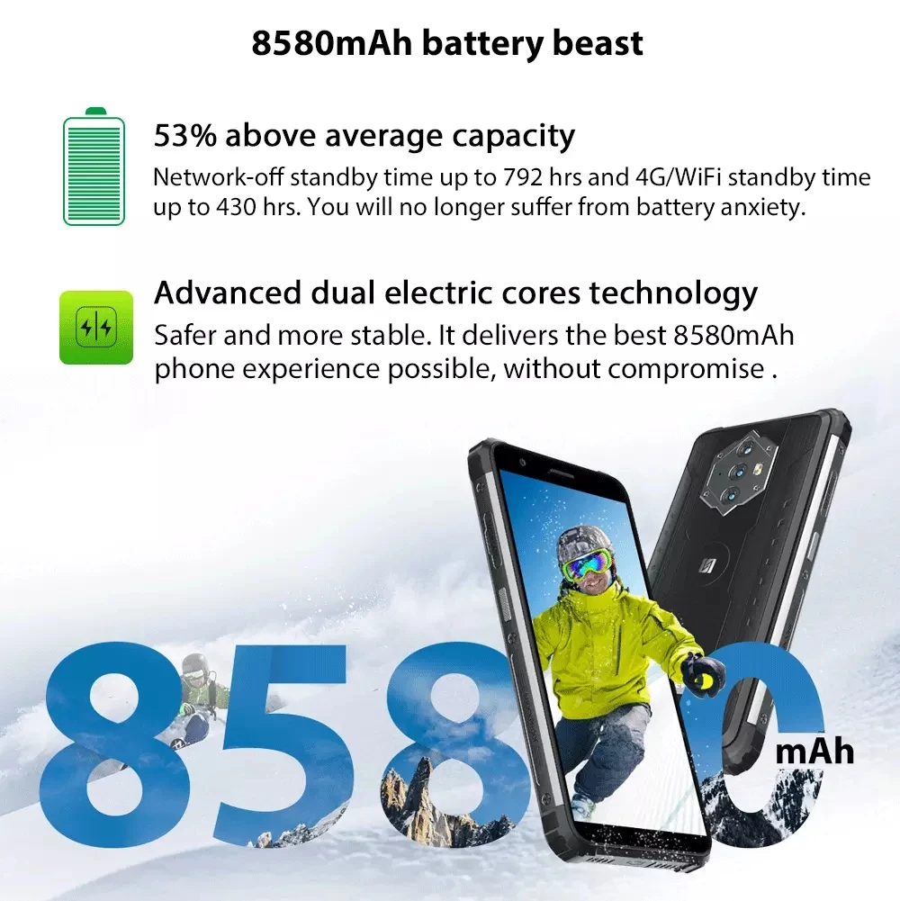 Blackview BV6600 Rugged Smartphone 5.7 inch 8580mAh 4GB+64GB Octa Core Mobile Phone Android 10 16MP Camera NFC Cellphones